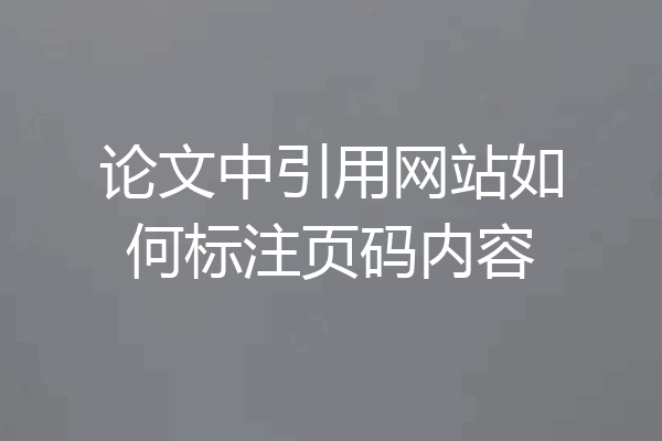 论文中引用网站如何标注页码内容