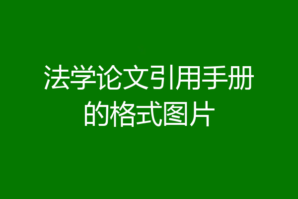 法学论文引用手册的格式图片