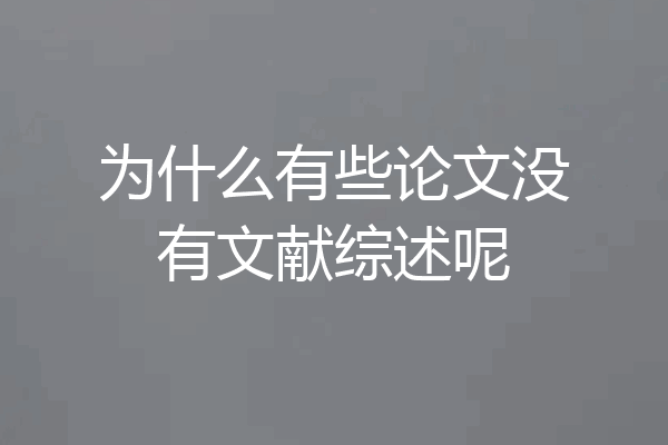 为什么有些论文没有文献综述呢
