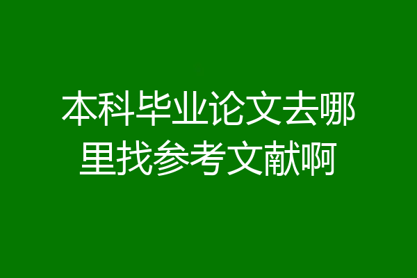 本科毕业论文去哪里找参考文献啊