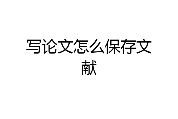 写论文怎么保存文献