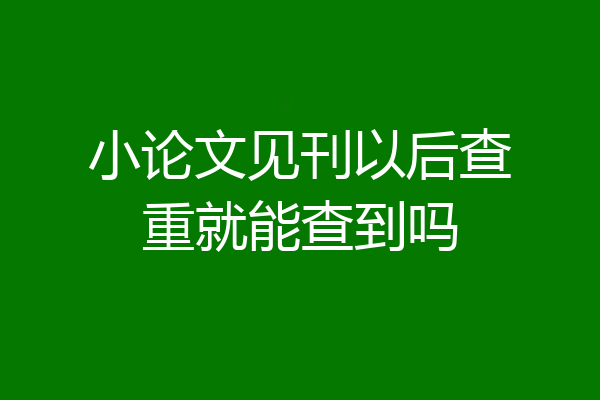 小论文见刊以后查重就能查到吗