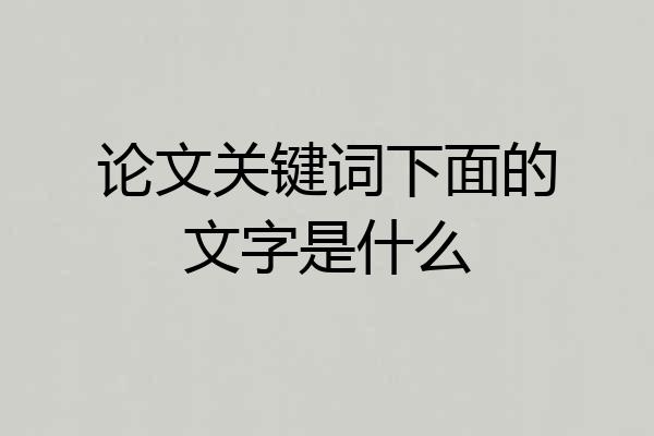 论文关键词下面的文字是什么