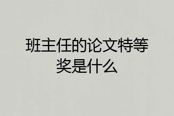 班主任的论文特等奖是什么