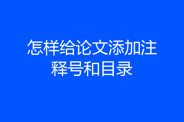 怎样给论文添加注释号和目录