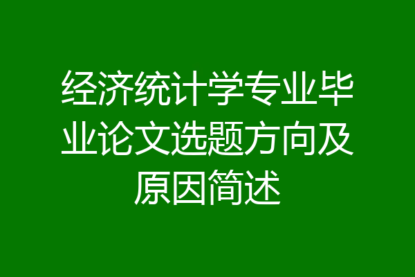 经济统计学专业毕业论文选题方向及原因简述