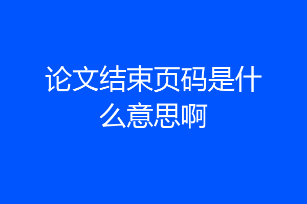 论文结束页码是什么意思啊