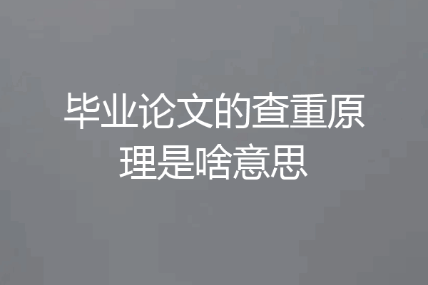毕业论文的查重原理是啥意思