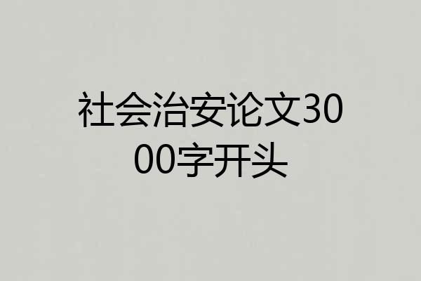 社会治安论文3000字开头