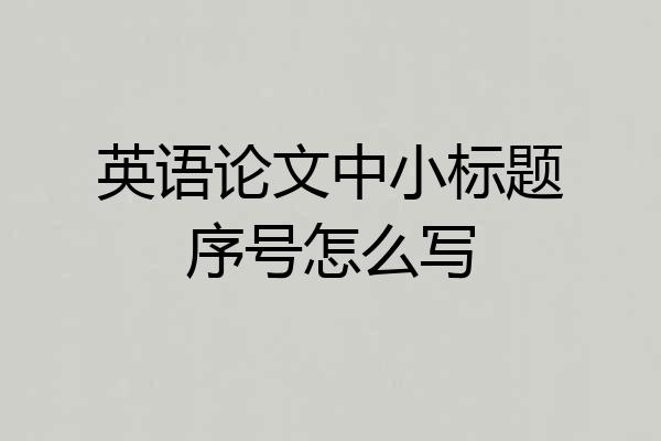 英语论文中小标题序号怎么写