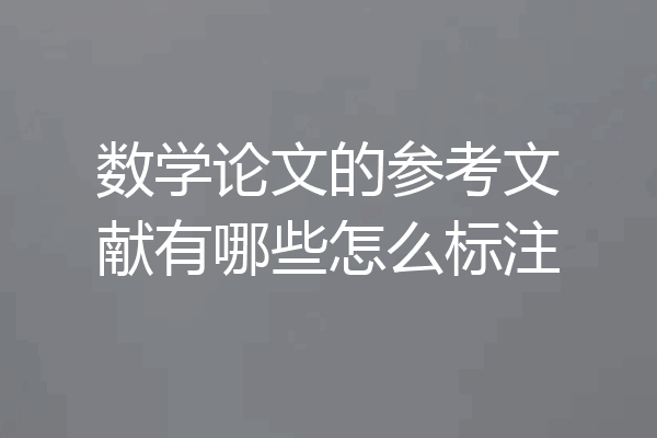 数学论文的参考文献有哪些怎么标注