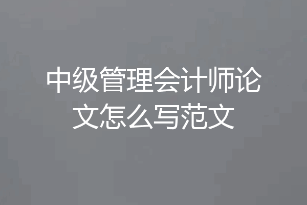 中级管理会计师论文怎么写范文