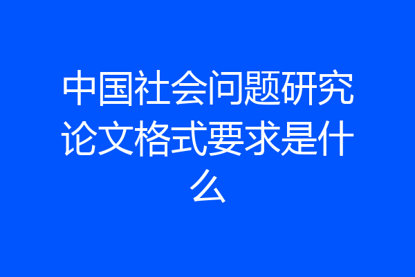 中国社会问题研究论文格式要求是什么