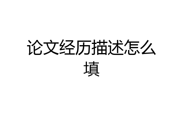 论文经历描述怎么填