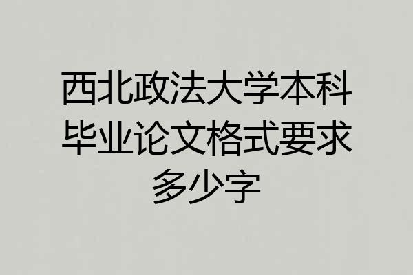西北政法大学本科毕业论文格式要求多少字
