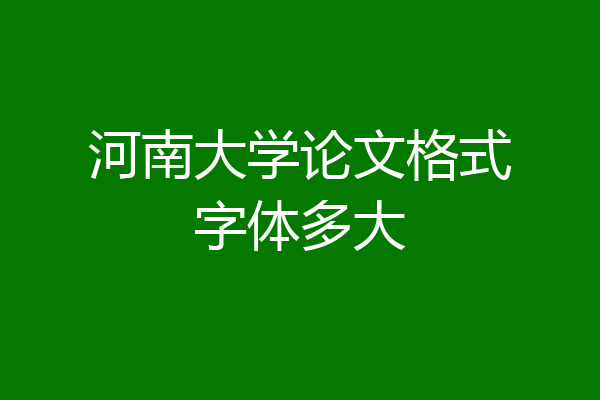 河南大学论文格式字体多大