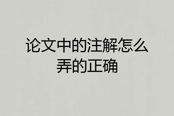 论文中的注解怎么弄的正确