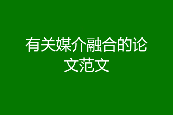 有关媒介融合的论文范文