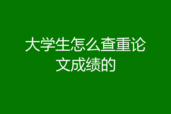 大学生怎么查重论文成绩的