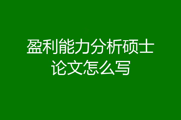 盈利能力分析硕士论文怎么写
