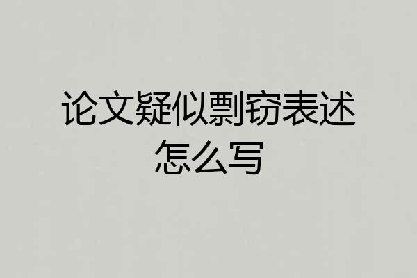 论文疑似剽窃表述怎么写