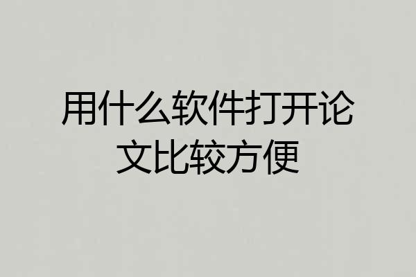 用什么软件打开论文比较方便