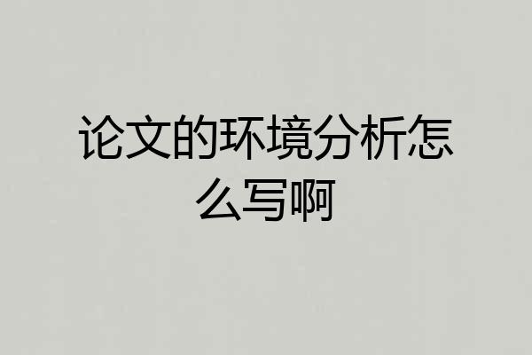 论文的环境分析怎么写啊
