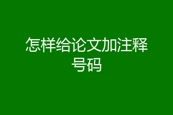 怎样给论文加注释号码