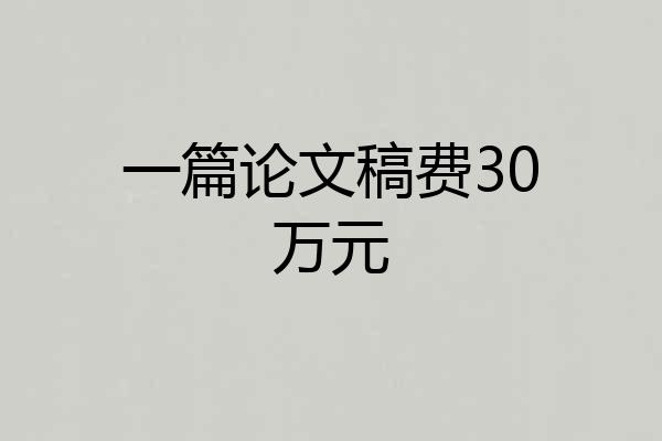 一篇论文稿费30万元