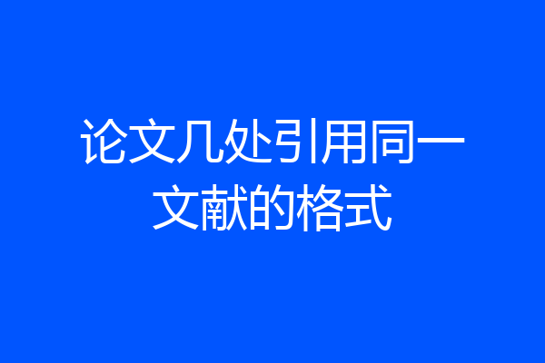 论文几处引用同一文献的格式