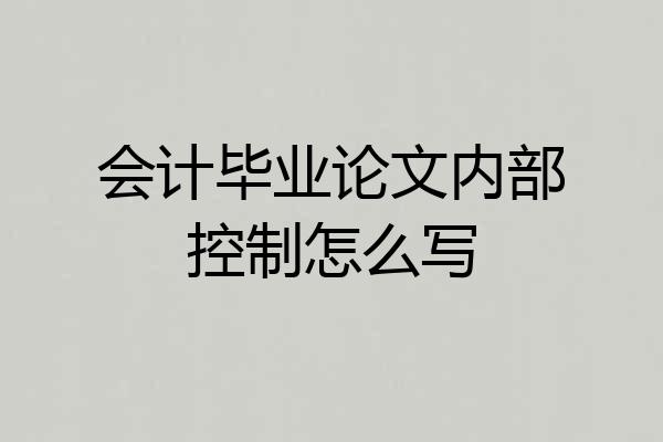 会计毕业论文内部控制怎么写