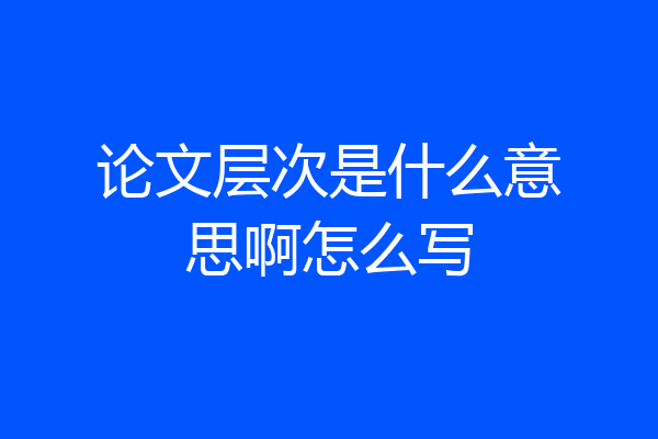 论文层次是什么意思啊怎么写