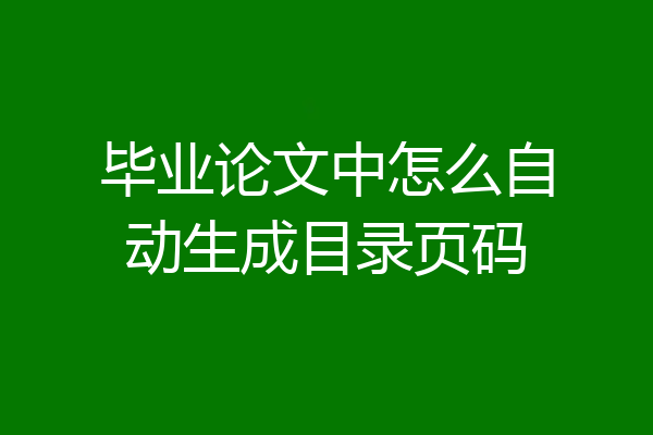 毕业论文中怎么自动生成目录页码
