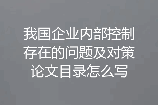 我国企业内部控制存在的问题及对策论文目录怎么写