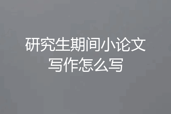 研究生期间小论文写作怎么写