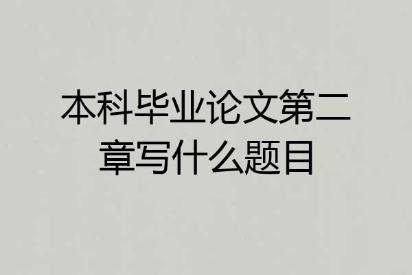 本科毕业论文第二章写什么题目