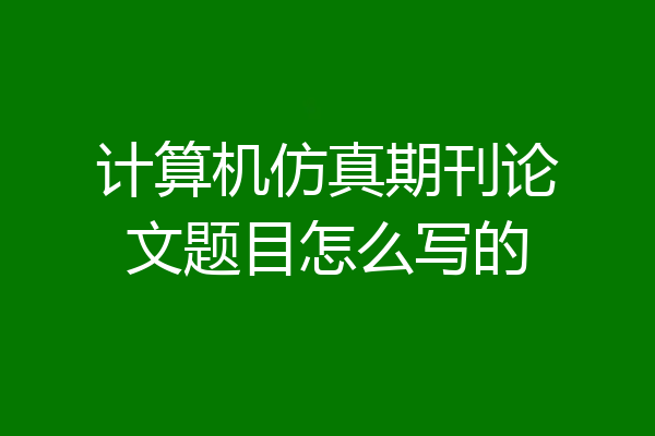 计算机仿真期刊论文题目怎么写的
