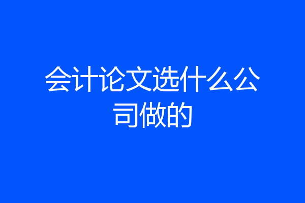 会计论文选什么公司做的