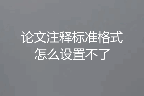 论文注释标准格式怎么设置不了