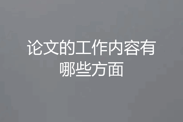 论文的工作内容有哪些方面