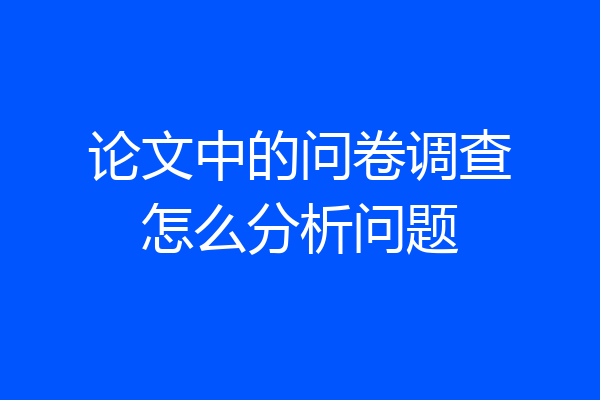 论文中的问卷调查怎么分析问题