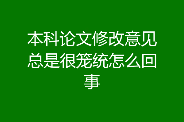 本科论文修改意见总是很笼统怎么回事