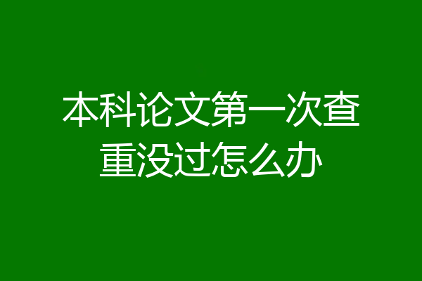 本科论文第一次查重没过怎么办