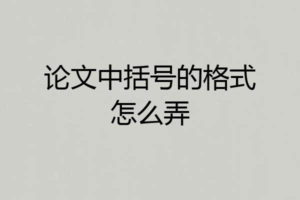 论文中括号的格式怎么弄