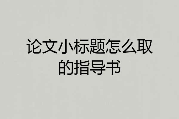 论文小标题怎么取的指导书