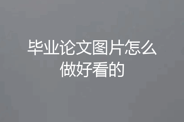 毕业论文图片怎么做好看的