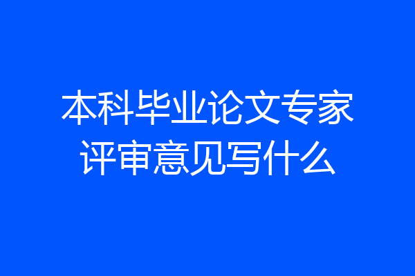 本科毕业论文专家评审意见写什么