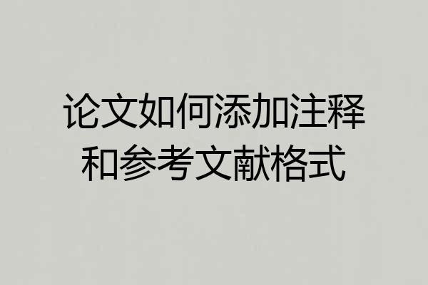 论文如何添加注释和参考文献格式