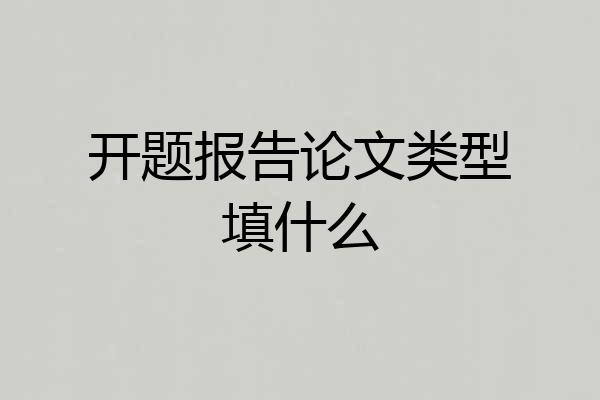 开题报告论文类型填什么