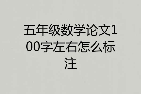 五年级数学论文100字左右怎么标注